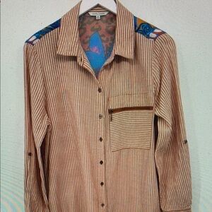 Desigual Brown Casual Button Down Shirt with Unique Design